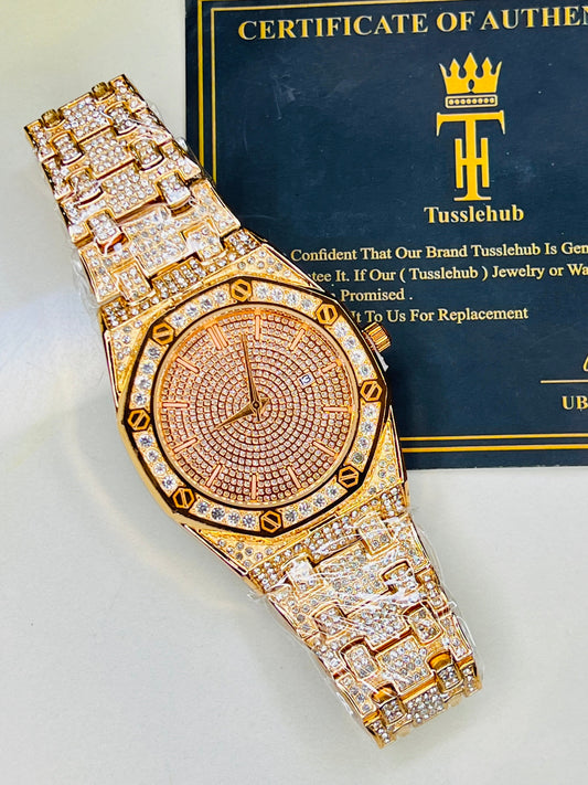 Rose Gold AP Iced Out Watch