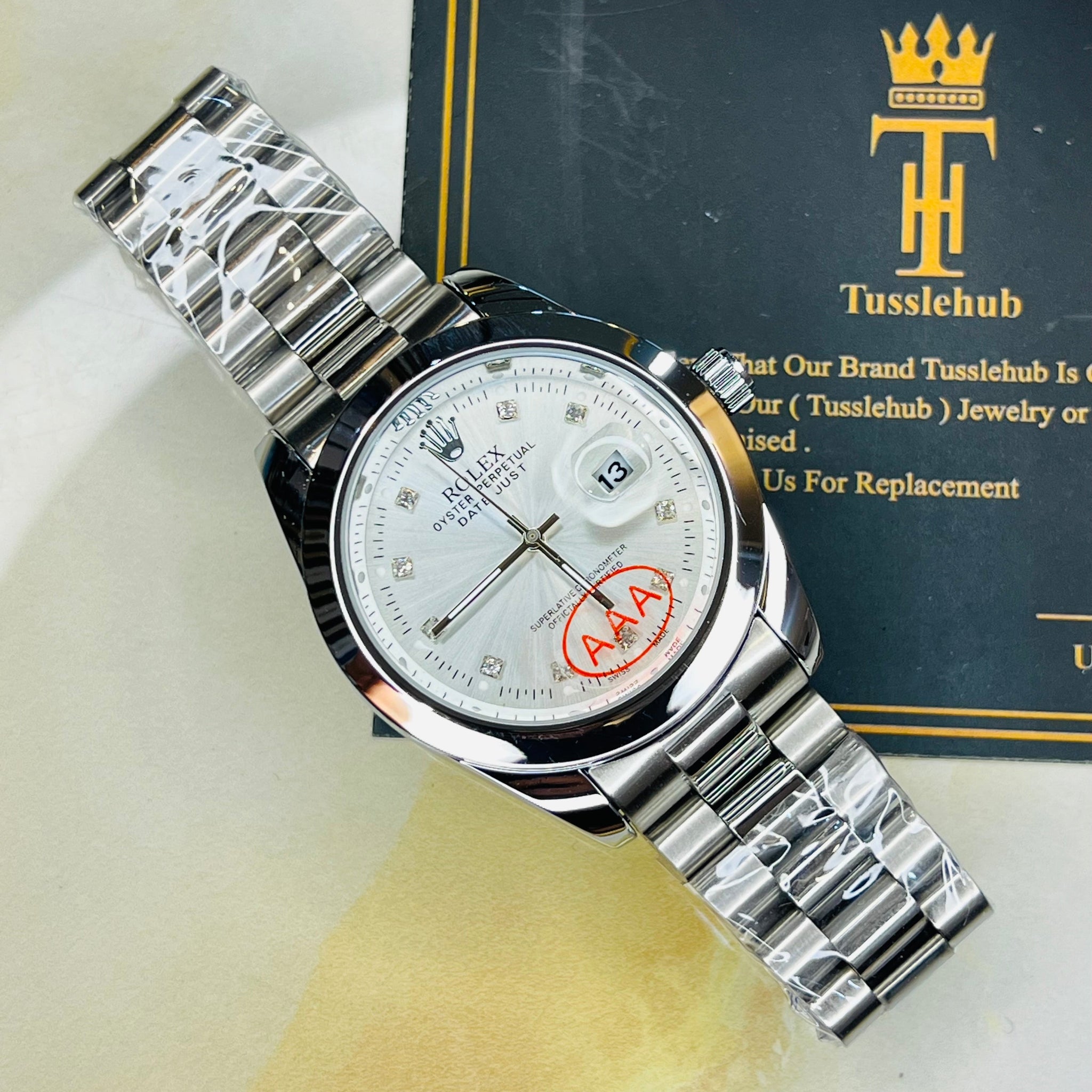 Silver White Plain Bezel Date Just Watch