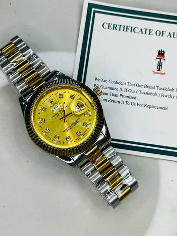 Premium Day Date Two Tone Gold Dial Watch