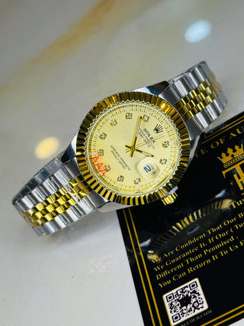 Premium Two Tone Gold Dial Date Just Watch