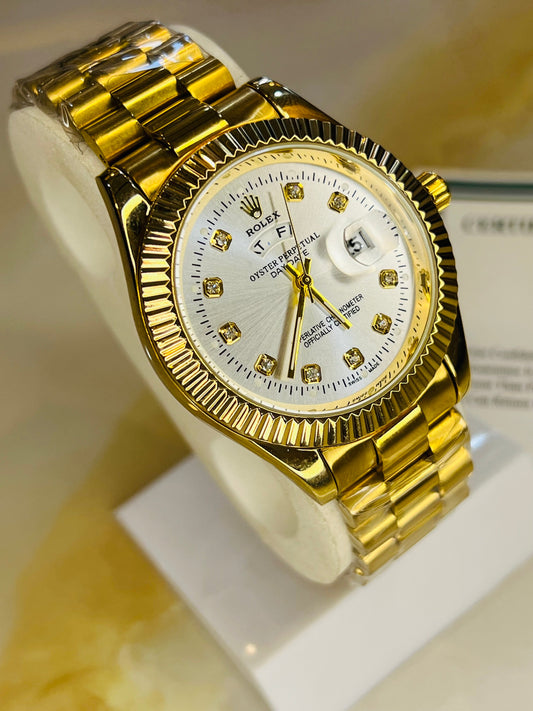 Premium Day Date All Gold White Dial Watch