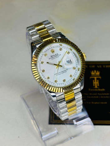 Premium Two Tone White Date Just Watch