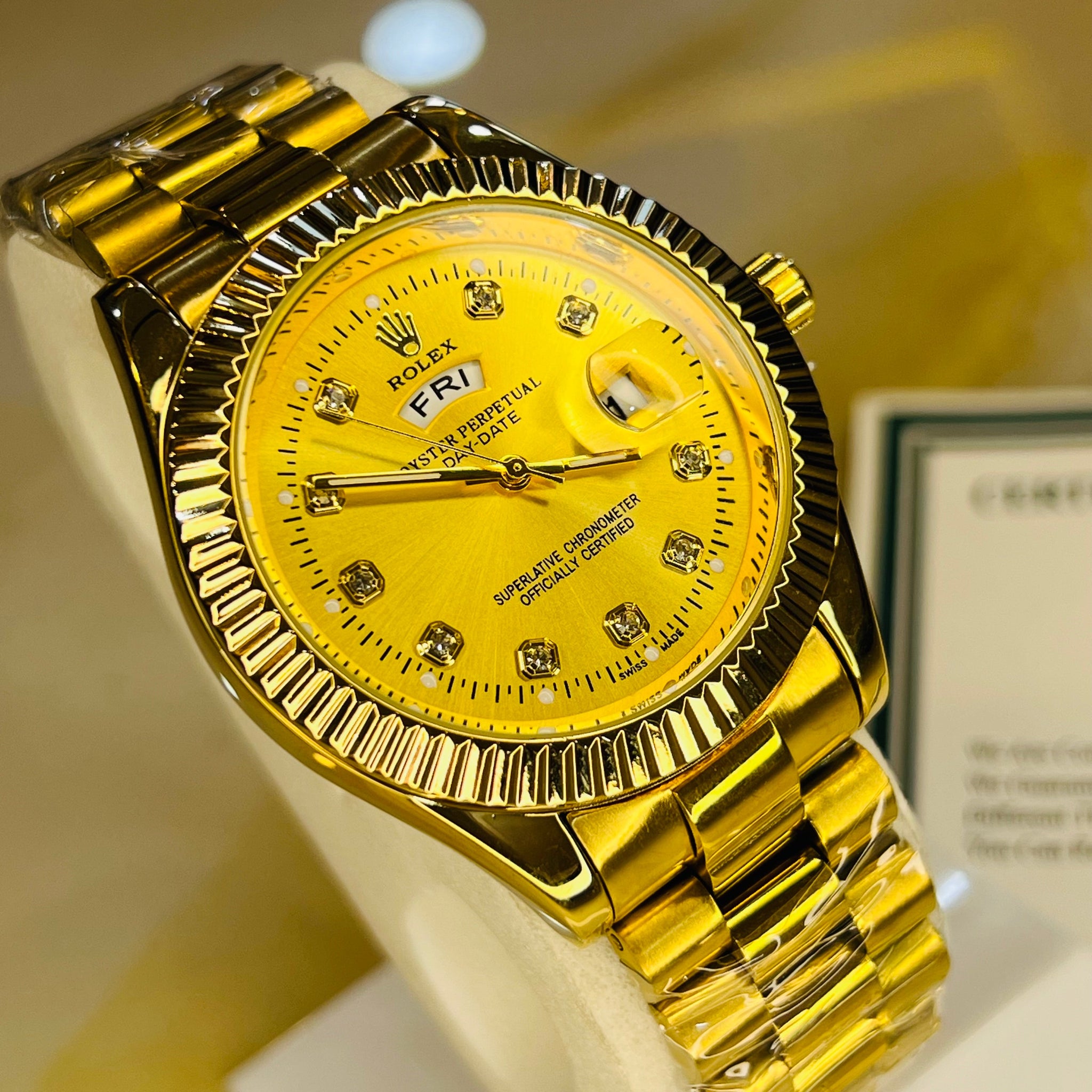 Premium Day Date All Gold Dial Watch