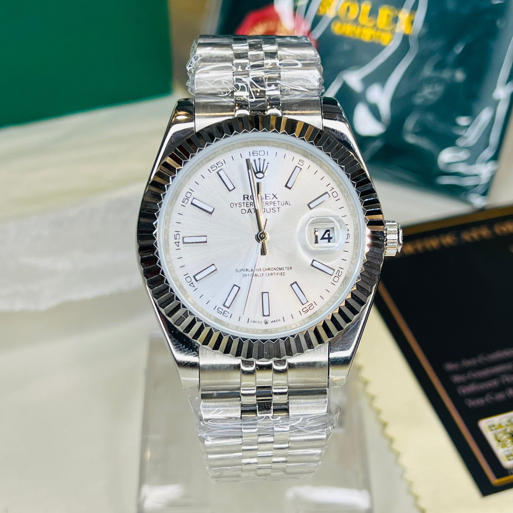 Date Just Silver White Dial Quartz Master Clone Watch