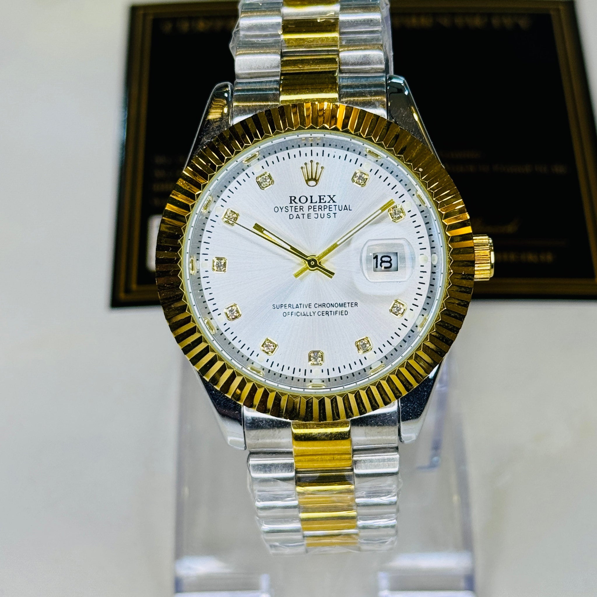 Premium Two Tone White Date Just Watch