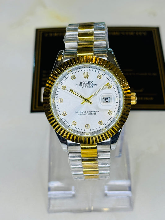 Premium Two Tone White Date Just Watch